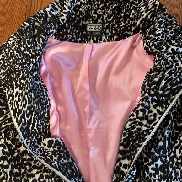 Berek women’s zip up light jacket animal print draw string collar ruffled zipper - Picture 9 of 11